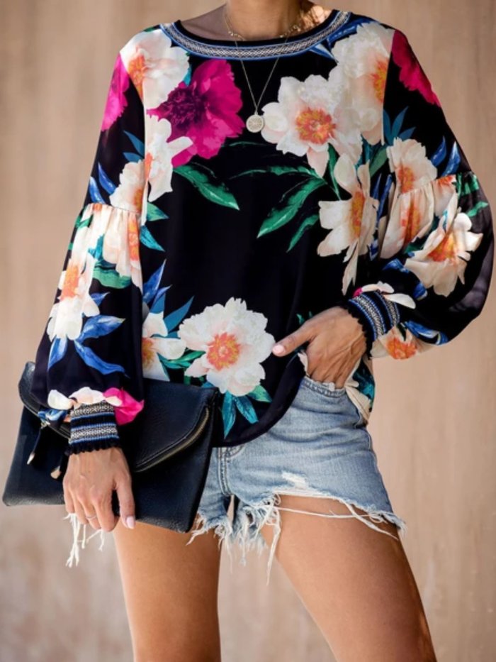 As Picture Long Sleeve Printed Shirts & Tops