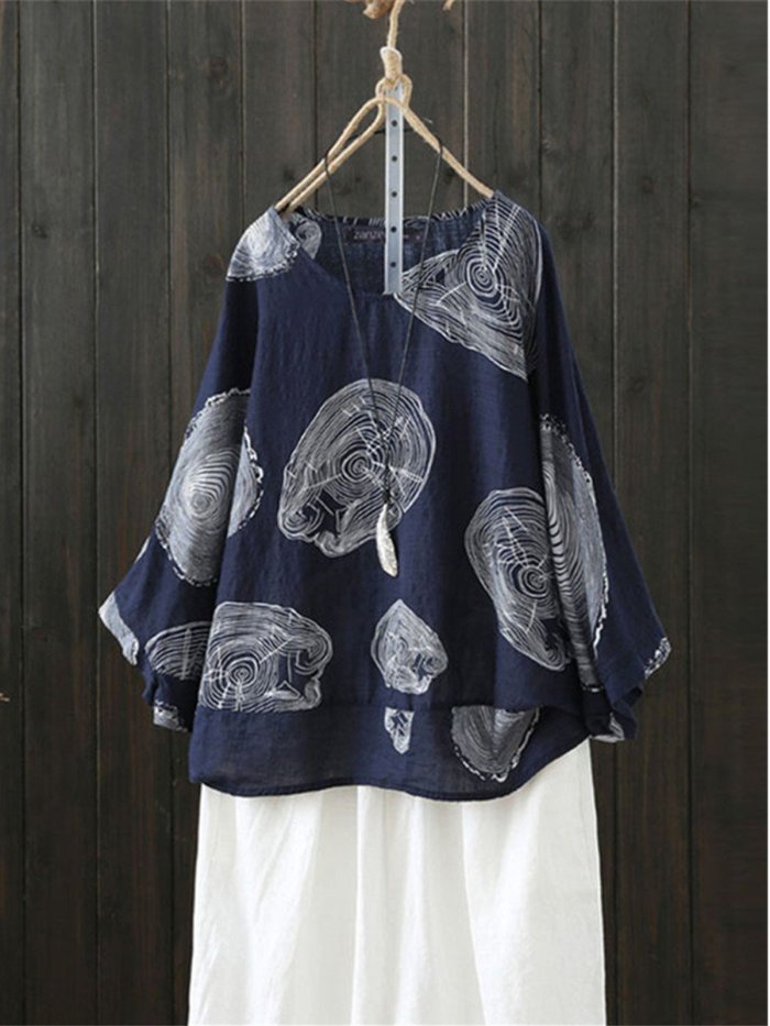 Cotton Round Neck Casual Shirts & Tops