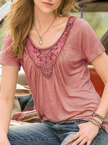 Green Holiday Cotton-Blend Patchwork Shirts & Tops