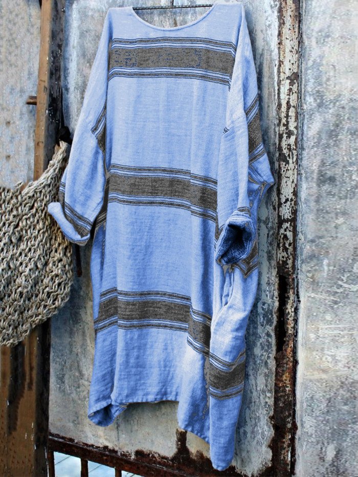 Linen Simple & Basic Long Sleeve Casual Dresses