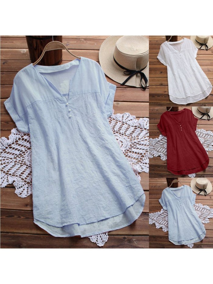 Short Sleeve V Neck Sweet Shirts & Tops
