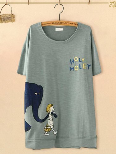 Casual Short Sleeve Round Neck Plus Size Tops