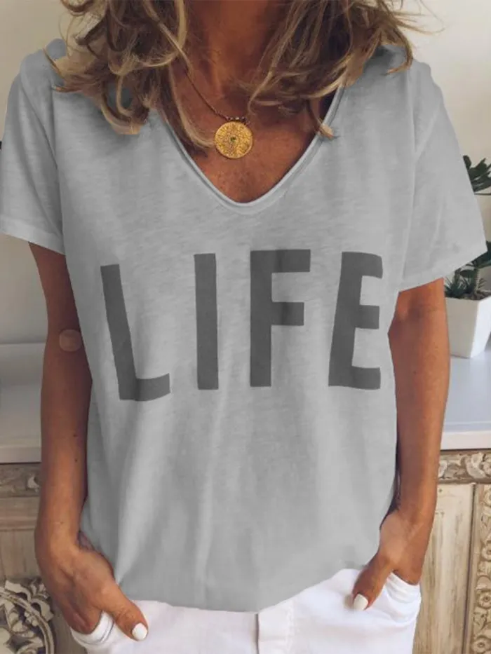 Casual V Neck Short Sleeve Shirts