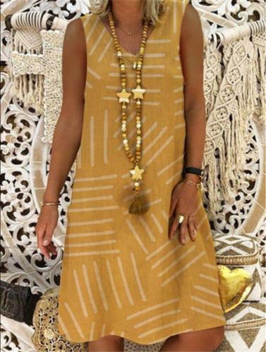Casual Cotton-Blend Sleeveless Dresses