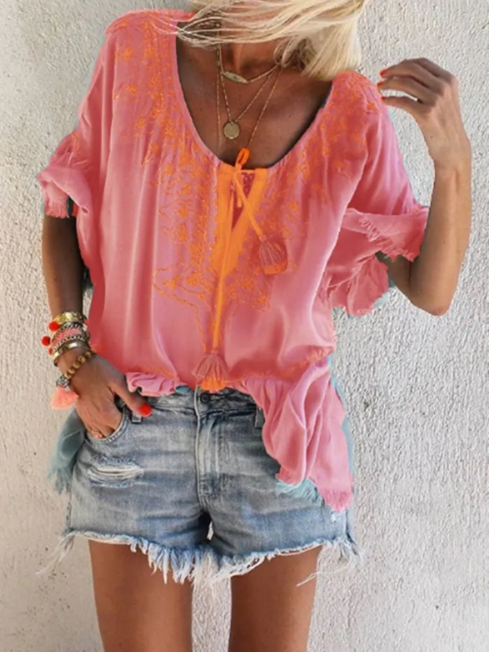 Women Casual V Neck Tops