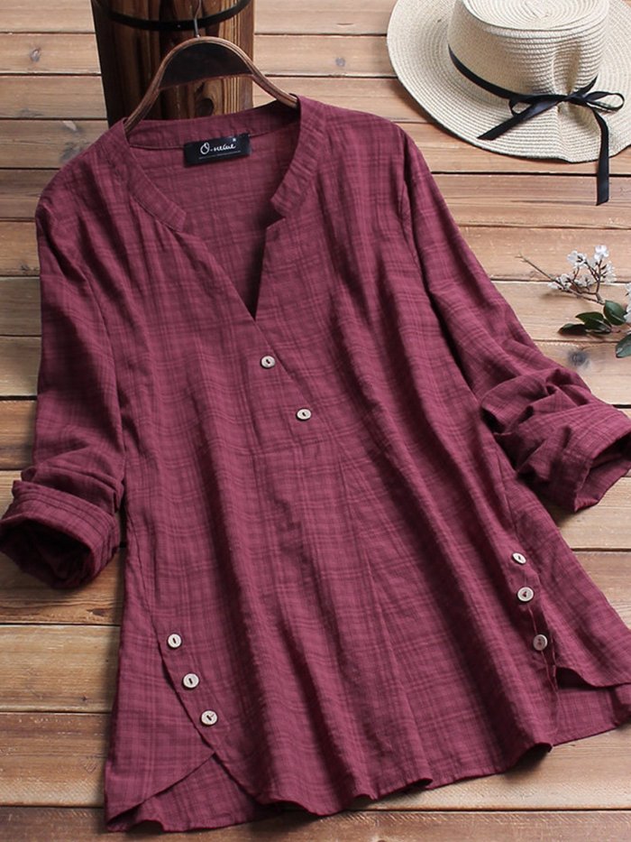 Buttoned Long Sleeve Shirts & Tops