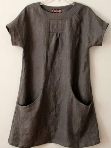 Short Sleeve Pockets Cotton-Blend Shirts & Tops