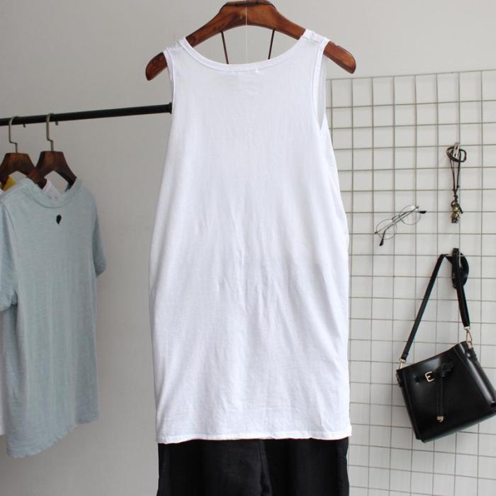 White Cotton Sleeveless Shirts & Tops