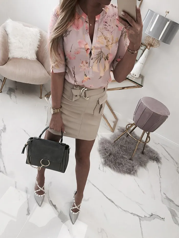 Women Casual Plus Size Printed Tops Tunic Blouse Shirt