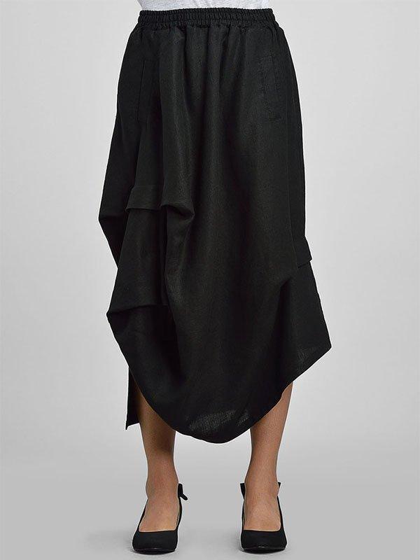 Casual Plus Size Solid Skirt With Pockets