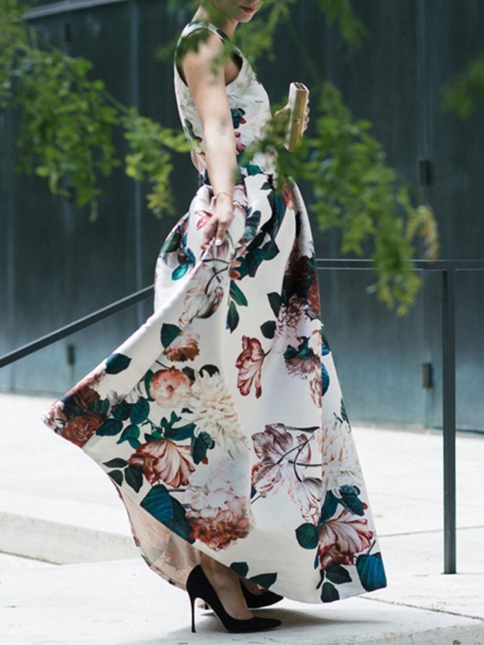 Women White Swing Sexy Maxi Evening Gowns Dresses