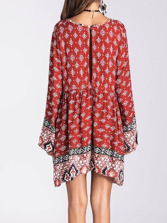 Women Vintage Summer Boho Paneled Dress