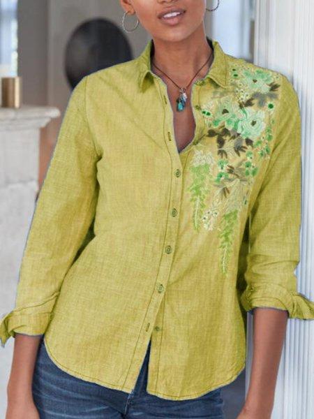 Shirt Collar Long Sleeve Shirts & Tops