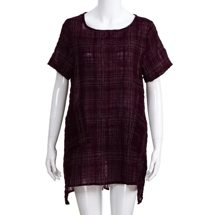 Women Casual Loose Tops Tunic Plaid Blouse Shirt