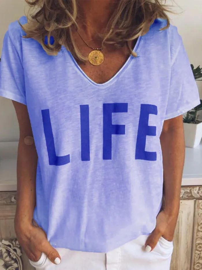 Casual V Neck Short Sleeve Shirts