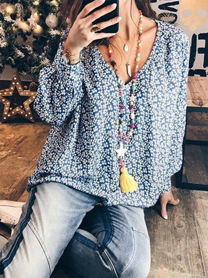 Sweet Long Sleeve Sheath Cotton Shirts & Tops