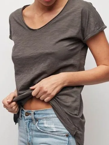 Casual Short Sleeve Cotton Shirts & Tops