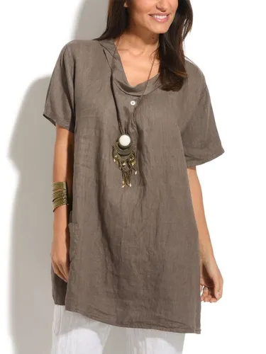 Plus Size Casual Solid Short Sleeve Tops