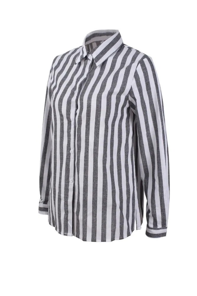 Shirt Collar Striped Long Sleeve Casual Shirts