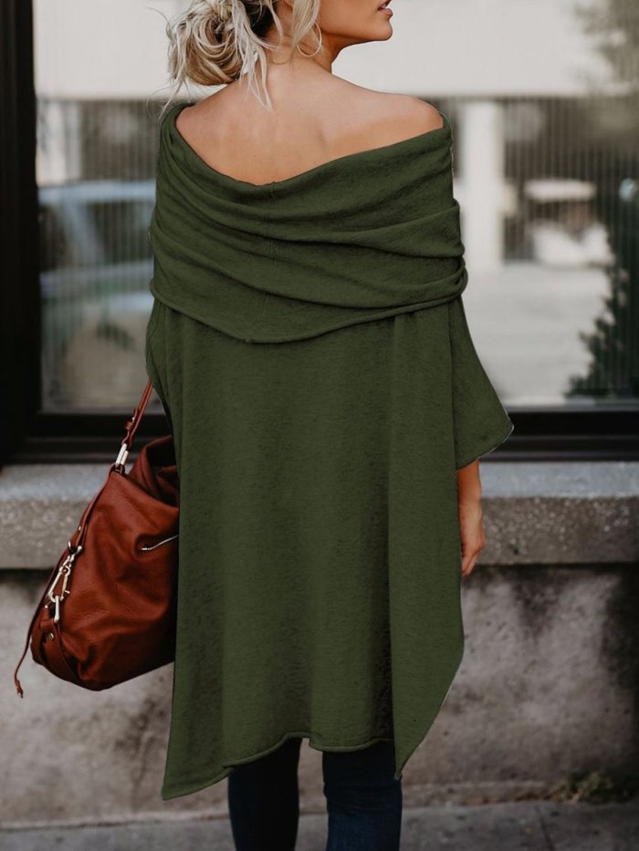 Off Shoulder Asymmetric A-line Batwing Tunic Top