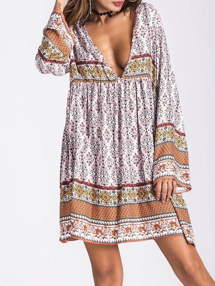 Women Vintage Summer Boho Paneled Dress
