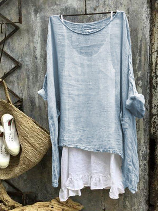 Women Thin Summer Linen Plus Size Tops