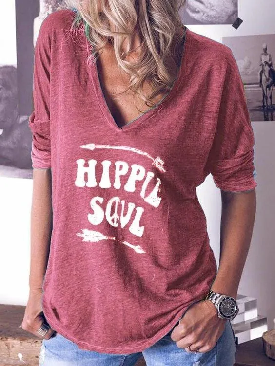 V Neck Casual Letter Short Sleeve Shirts & Tops
