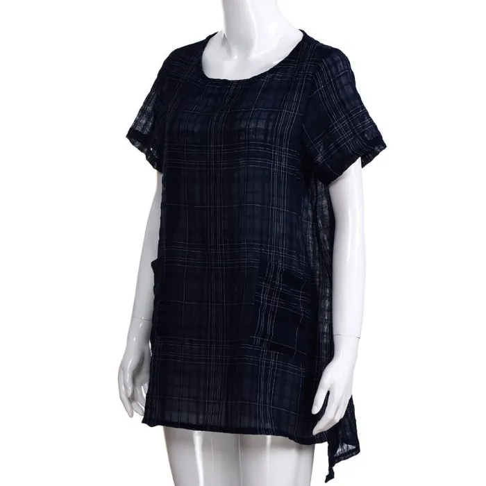 Women Casual Loose Tops Tunic Plaid Blouse Shirt