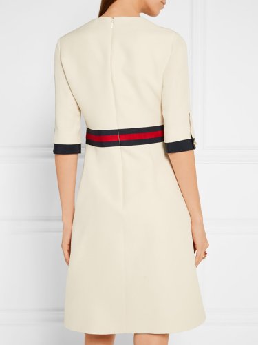 Paneled Elegant Crew Neck Mini Dress
