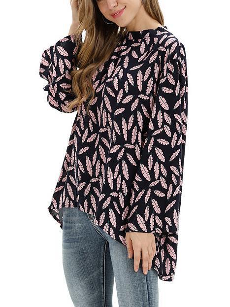 As Picture Casual Asymmetrical Cotton-Blend Shirts & Tops