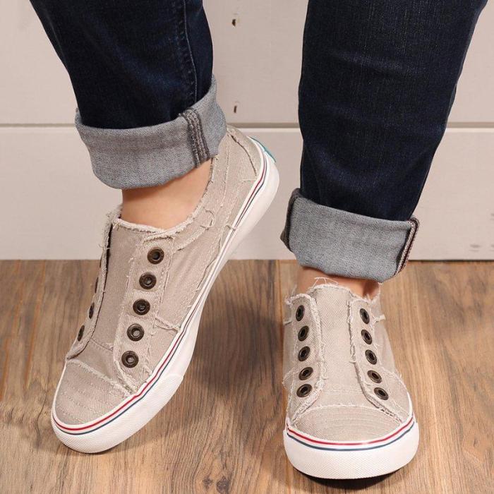 Women Canvas Casual Flats Shoes Vintage Sneaker Loafers