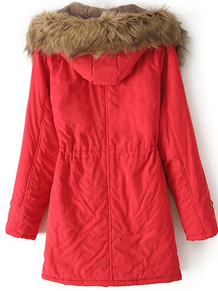 Khaki Solid Pockets Hoodie Casual Quilted Coat