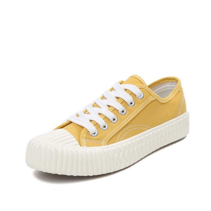 Canvas  Lace-up Flat Heel All Season Sneakers