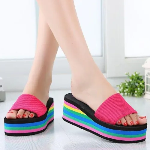 Sandkini Colorful Women Beach Wedges Slippers