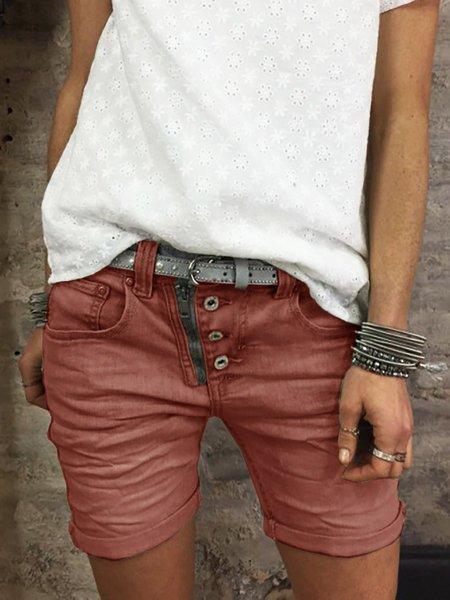 Button Down Zipper Plus Sizee Shorts Pants