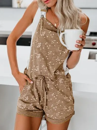 Light Gray Pockets Patchwork Sexy Cotton-Blend One-Pieces