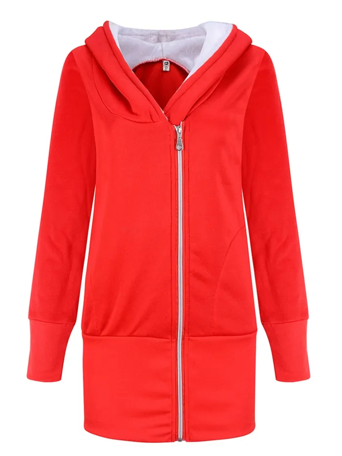 Winter Casual Holiday Zipper Cotton Hoodie Outerwear