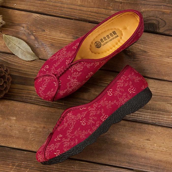 Women Fabric Flats Plus Size Casual Comfort Slip On Shoes