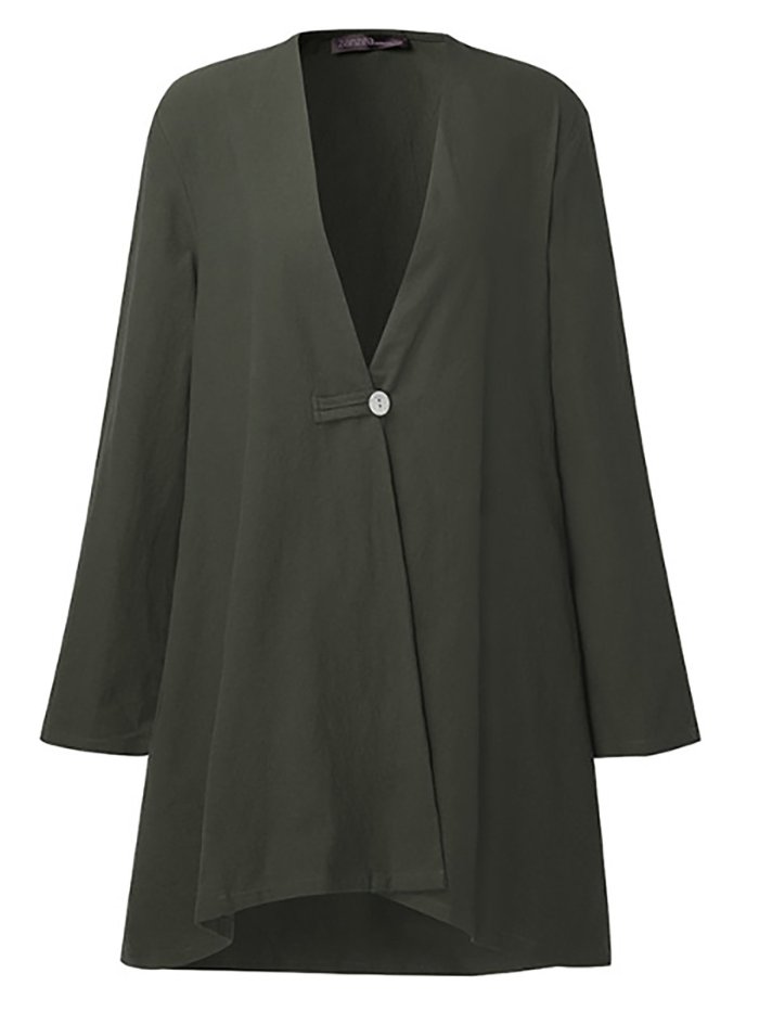 Buttoned Solid Cotton Ponchos & Cape
