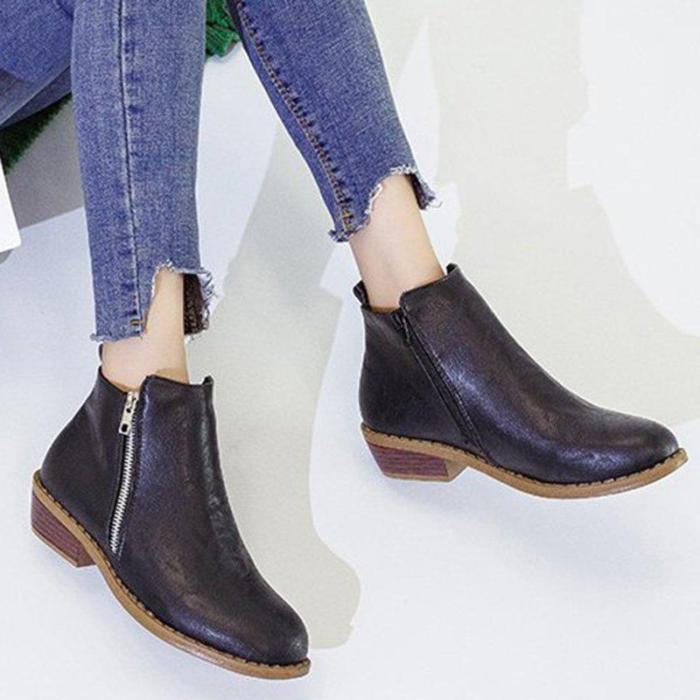 Women Ankle Boots Casual Chic Zipper Boots Artificial Leather Leopard Booties