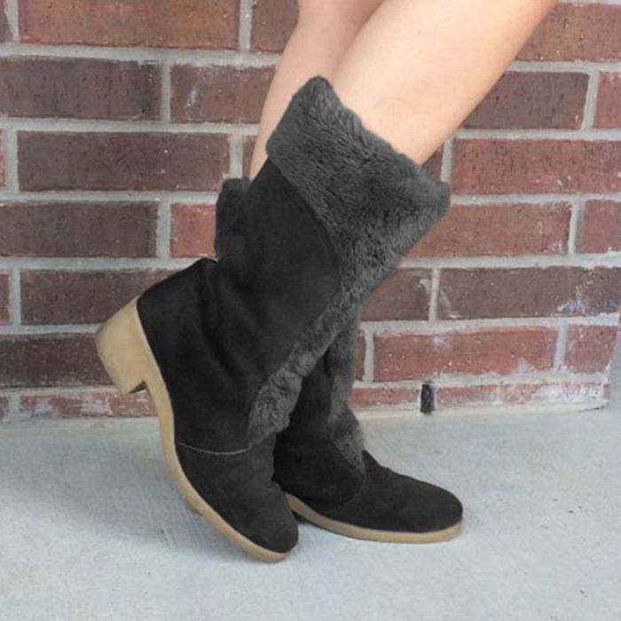 Women Daily Vintage Fur Boots Artificial Leather Winter Booties