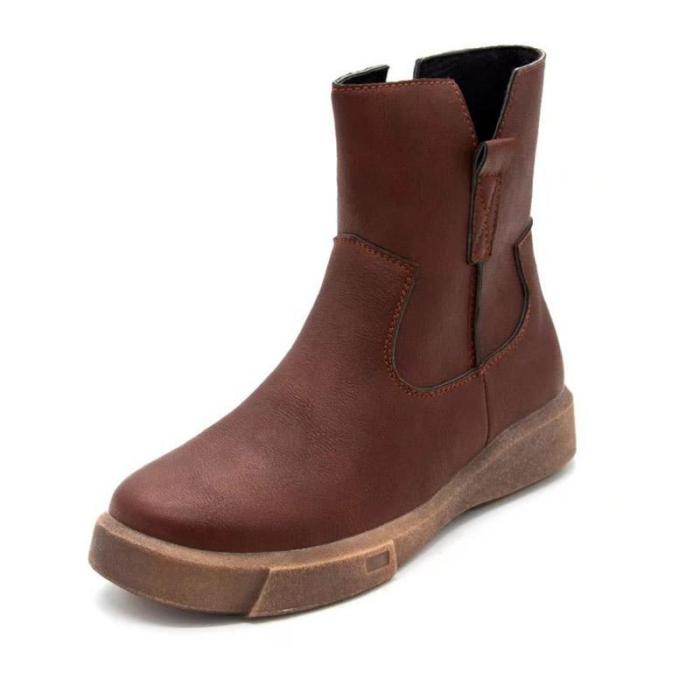 Womens PU Chunky Heel Zipper Martin Boots