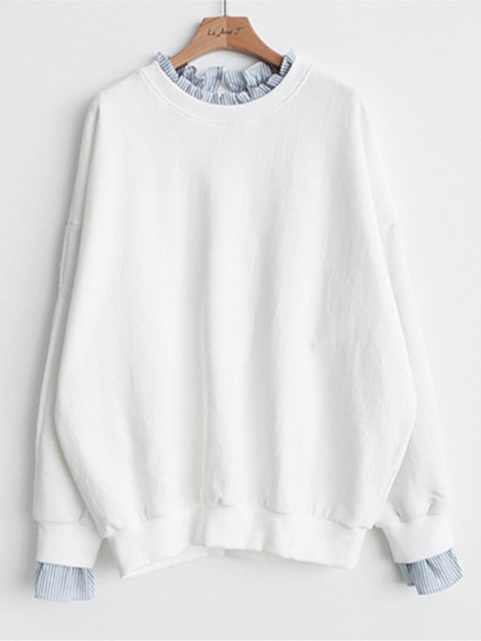 Long Sleeve Ruffled H-line Hoodie