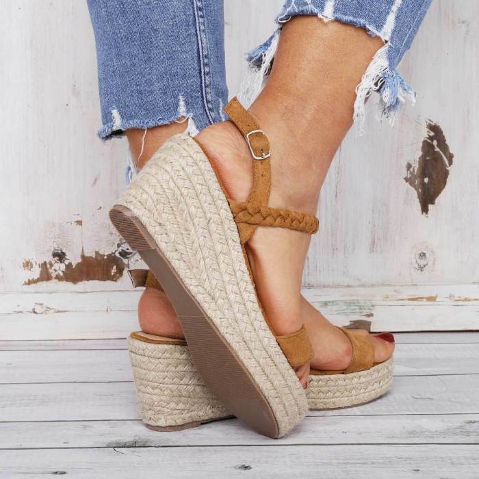 Comfy Summer Buckle Sandals Espadrilles Wedge Sandals