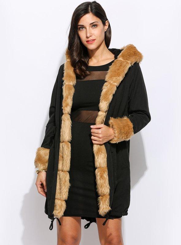 Cony Hair Warm Vintage Long Sleeve Hoodie Cotton Holiday Coat