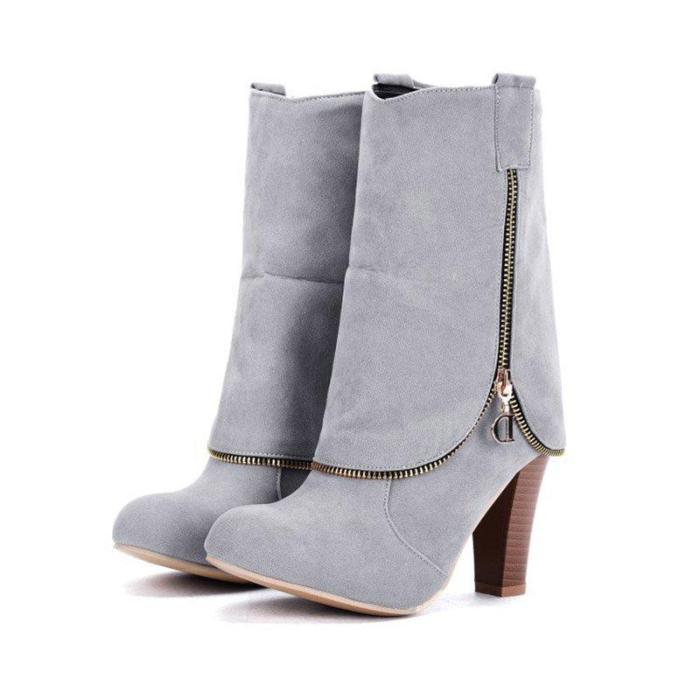 Women Plus Size Chunky Heel Boots Casual Shoes