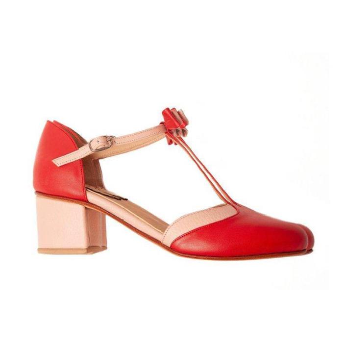 T-Strap Bowknot Summer Casual Chunky Heel Buckle Womens Sandals