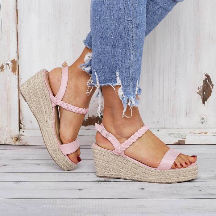 Comfy Summer Buckle Sandals Espadrilles Wedge Sandals