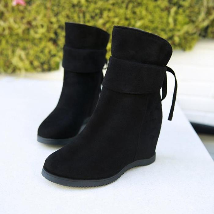 Women Flocking Booties Casual Comfort Slip On Shoes