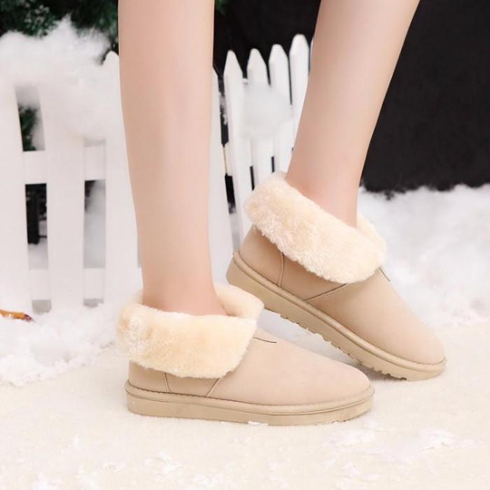 Beige Flat Heel Faux Suede Boot
